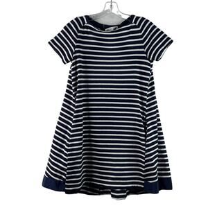 Sacai Luck Short Sleeve Striped Swing Tent Mini Dress Navy Blue White Womens 1 S
